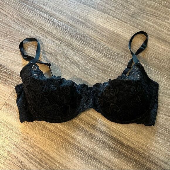 Gilligan O Malley Black Lace Push Up Bra - Picture 1 of 4